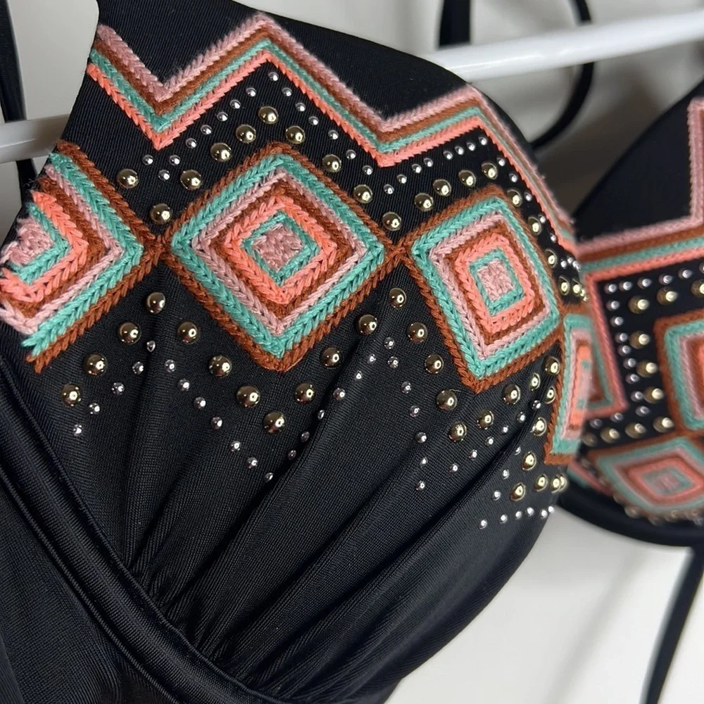 Shade & Shore Black and Multicolor Bikini Top - Picture 3 of 7